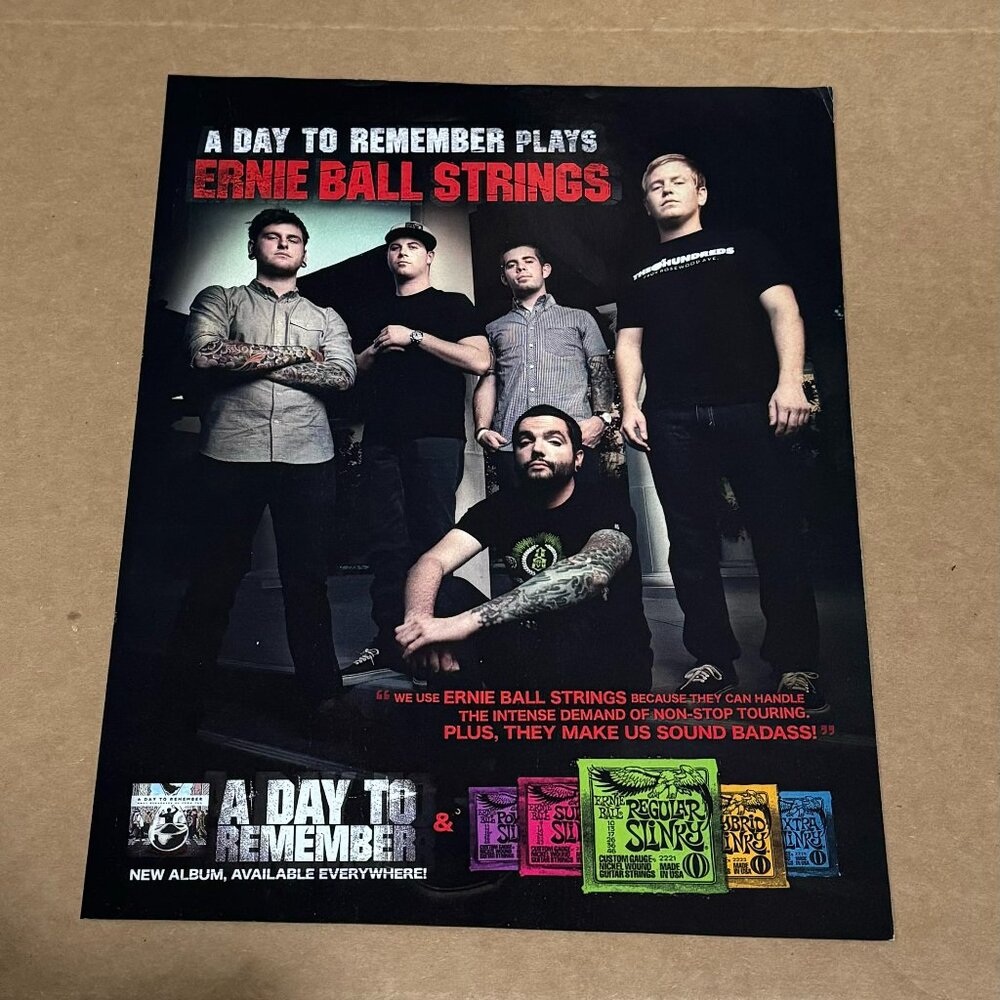 A Day To Remember - Ernie Ball - 2011 Print Advertisement